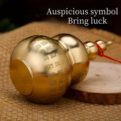 Brass Feng Shui Calabash Ornament - Desk Decor for Good Fortune & Wealth, Lucky Prayer Gourd, Gift for Friend Home Decor