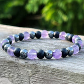 Grounding Protection Amethyst Hematite Bracelet - Spiritual Energy & Luck for Yoga Meditation