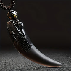 Gothic Wolf Tooth Amulet Necklace: Protective Talisman for Strength & Viking-Inspired Style