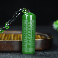 Vibrant Green Heart Sutra Pendant Necklace — Energetic Balance & Spiritual Protection Unisex Accessory