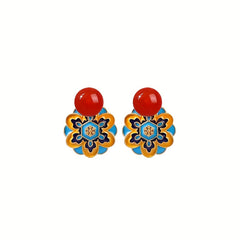 Vintage Islamic Geometric Earrings - Spiritual Energy & Copper Art for Daily Wear