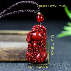 Cinnabar Pixiu Pendant Necklace - Spiritual Protection Energy for Men's Style