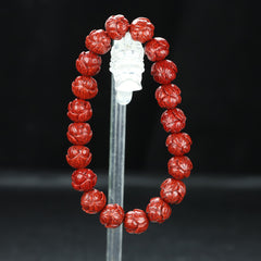 Red Lotus Bead Bracelet - High-Content Cinnabar Stone, Grounding Energy & Spiritual Protection