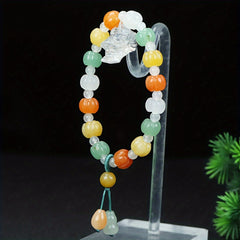 Natural Stone Pumpkin Beaded Bracelet - Handcrafted Multicolor Jewelry for Abundance, Joy, and Festive Style