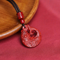 Chic Cinnabar Stone Fish Pendant Necklace - Wealth & Prosperity Charm with Chinese Zodiac Lucky Energy