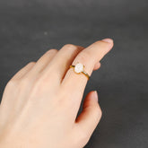 Elegant White Chalcedony Solitaire Ring for Clarity and Emotional Balance, Simple Fashion Jewelry for Women