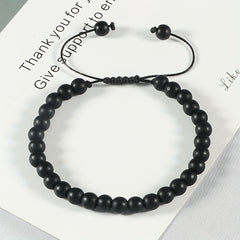 Elegant Vintage Black Matte Stone Bracelet - Grounding Energy for Daily Wear