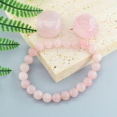 Pink Stone Elastic Bracelet - Natural Stone Energy for Daily Wear & Self-Confidence
