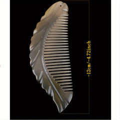 Natural Cow Horn Leaf Shaped Massage Comb - Portable Gift for Spiritual Healing