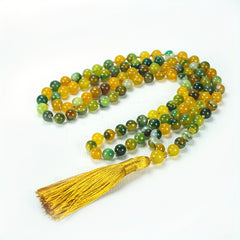 Agate Prayer Beads Necklace - 108 Beads for Spiritual Healing & Daily Wear