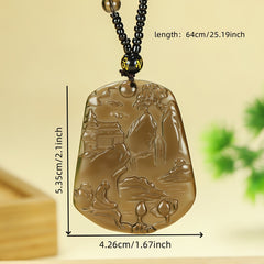 Natural Stone Ice Transparent Mountain Waterfall Pendant for Men Relaxed Style No Plating No Setting