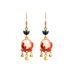 Vintage Chinese Floral Earrings - Golden Luxury with Harmonious Energy for Daily Wear