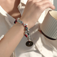 Vintage Chinese Red Rope Energy Bracelet with Feng Shui Coins & Protection Amulet – Wealth, Harmony & Spiritual Balance