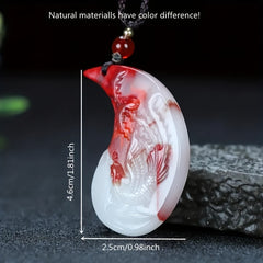 Imitation Red and White Jade Dragon Phoenix Pendant — The Unspoken Harmony Between Movement and Stillness