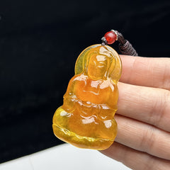 Yellow Jade Guanyin Pendant Necklace for Compassion, Protection & Spiritual Awakening