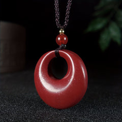 Natural Raw Stone Cinnabar Pendant Necklace - Spiritual Protection & Positive Energy for Men and Women