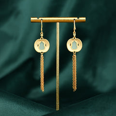 Elegant Gourd Tassel Earrings with Imitation Jade - Harmonious Energy for Daily Wear