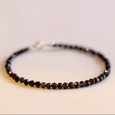 Ultra-Smooth Black Obsidian Bead Bracelet - Minimalist Retro Design for Daily Wear & Gifting