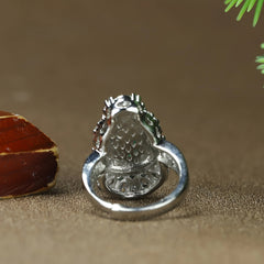 Green Chalcedony Gourd Women's Ring for Vitality & Emotional Balance | Adjustable Statement Jewelry