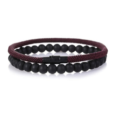 2pcs Minimalist Natural Stone Bracelet Set - Grounding Energy for Men's Daily Wear