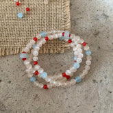 Gentle Harmony Pastel Bead Bracelet – Red Agate, Rose Quartz & Aquamarine for Balance & CalmGentle HarmonyWomen's Vintage Beaded Bracelet Everyday & Formal Jewelry