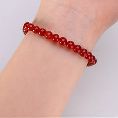 1pc Natural Agate Bead Bracelet - Red Agate for Vitality & Protection - Vintage Elegant Daily Wear