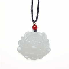White Flower Natural Stone Pendant - Vintage Artistic Style for Harmony & Protection