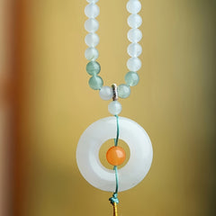 Bohemian Jade Peace Buckle Pendant for Safe Journeys, Spiritual Protection, and Elegant Style