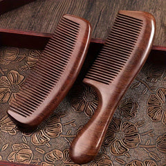 Solid Wood Natural Sandalwood Comb Men's And Women's Long Handle Crescent Comb