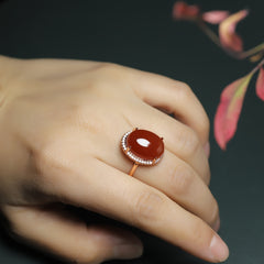 Vintage Red Gemstone Ring - Passion & Energy for Couples Unisex Party