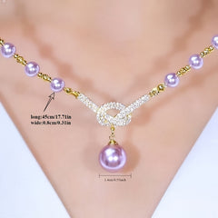 Pearl & Gold Knot Pendant Necklace — Harmony, Luck & Elegance Energy Amulet