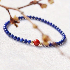 Elegant Handmade Lapis Lazuli Bead Bracelet - Vintage-Inspired, Fashion Accessory for Casual Attire & Gifting