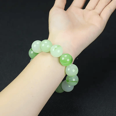 Men's Bohemian Green & White Jade Bracelet for Calm, Balance, and Energetic Harmony