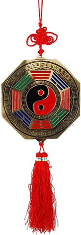 Bagua Mirror& Foo Dog Set - Sword with Lucky Tassel Ultimate Feng Shui Protection for Home & Family