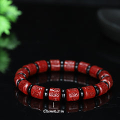 Cinnabar Six-Word Mantra Bracelet — Protection, Prosperity & Spiritual Energy Balance Beaded Jewelry