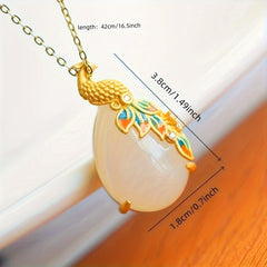 Natural Stone Dragon Phoenix Pendant - Spiritual Energy for Vintage Court Style