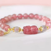 Pink Strawberry & Moonstone Bracelet - Harmony & Love Energy Boost