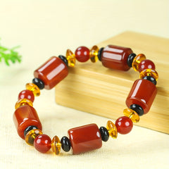 Vintage Style Agate Beaded Bracelet with Large Gourd Pearls - Spring Festival Gift