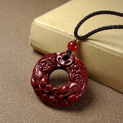 Natural Cinnabar Pixiu Pendant Necklace: Wealth & Protection Amulet for Spiritual Energy