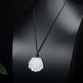 White Flower Natural Stone Pendant - Vintage Artistic Style for Harmony & Protection