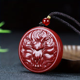 Protective Cinnabar Nine-Tailed Fox Pendant for Couples, Love & Spiritual Strength