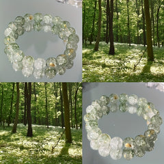 1pc Minimalist Chinese Glass Bead Bracelet - Elegant Green Gradient Beads for Everyday Harmony & Formal Elegance