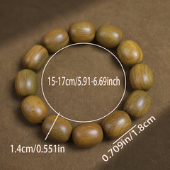 Green Sandalwood Bead Bracelet - Natural Energy & Eastern Charm for Men