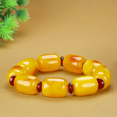 Men's Fluorescent Floating Salt Amber Bracelet Chicken Oil Yellow Honey Wax for Energy Balance & Style