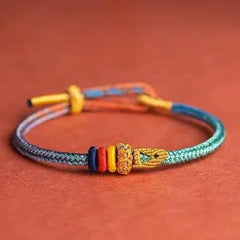 Hand-Woven Lucky Charm Bracelet - Adjustable Unisex Multicolor Beads with Good Luck Symbols for Year-Round Wear