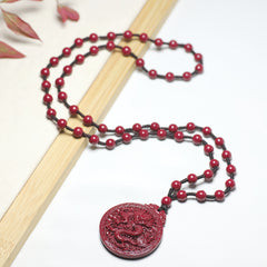 Red Cinnabar Dragon Pendant Necklace – Handcrafted Luck & Protection Charm