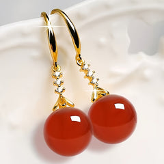 Golden Agate Dangle Earrings: Chinese Court Style for Spiritual Harmony & Everyday Elegance