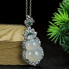 Elegant High-Ice Transparent Gourd Pendant Necklace for Women with Calming Energy & Spiritual Protection