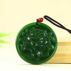 Green Jade Rose Pendant for Unconditional Love, Emotional Healing & Heart Chakra Balance