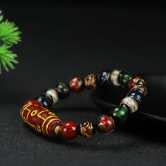 Tibetan Dzi Bead Bracelet for Protection & Luck - Vintage-Inspired Charm Jewelry